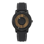 EUTOUR E022 Ｗooden disk magnetic double steel ball personality creativity pointless concept network red trend quartz watch women and men lovers with box watches gifr for father