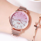 GEDI 12000 Starry Sky Women Fashion Casual Watch Elegant Luxury Stainless Steel Magnetic Strap Waterproof Ladies Diamond Rhinestone Analog Quartz Wristwatch