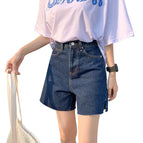 JEANS retro five-point jeans women's 2022 summer new high waist loose and thin pants LH22869