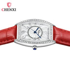 CHENXI new watch ladies calendar quartz watch barrel type diamond leather ladies watch CX-319 silver case