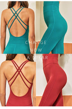 New Double Thin Strap Yoga Suit Jumpsuit Fashion Women's Training Running Sports Dance runinng sports one piece Clothes LTY-210403
