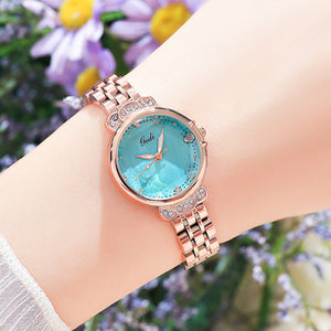 GEDI Women's watch ladies luxury crown steel strap watch fashion small dial waterproof quartz watch 13028