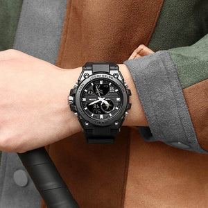 Addies MY-1818 Digita Men Sports Mens Watch For Men Outdoor 30M Water Resistant LED Tactical Clock Backlight Alarm Multifunction Big Analog Quartz Double Screen Wristwatch-Intl