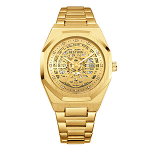 Bestwin Men's Watch Alloy Hollow Sheet Plate Luminous Machinery Calendar Waterproof Men's Quartz Watch 951