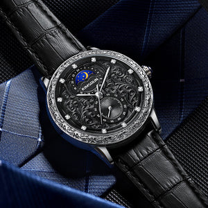 KIMSDUN brand retro carved sun moon and stars high-end men's waterproof mechanical watch K-2190A