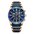 Reward Men's watch sports multi-functional three eyes calendar luminous waterproof steel quartz watch