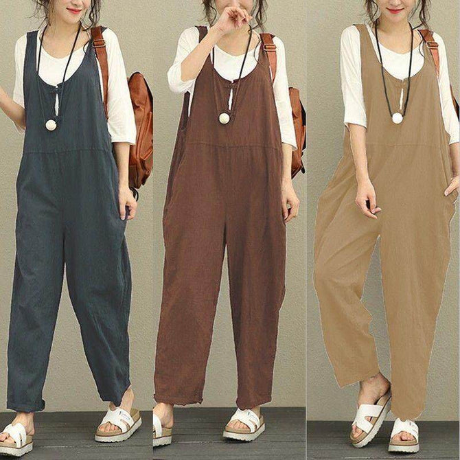 Plus Size Ladies casual pants overalls women jumpsuit Cropped