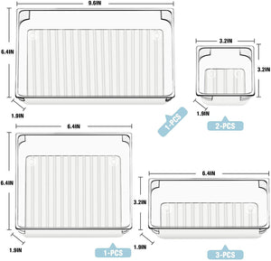[Local Warehouse] 7 Pcs Drawer Organizers 4-Size Makeup Desk Drawer Organizer Plastic Bathroom Storage Bins Versatile Trays Vanity Dividers Container for Bedroom Dresser Kitchen Office