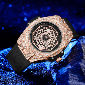 PINTIME new fashion full diamond watch men's diamond men's quartz casual watch 8093