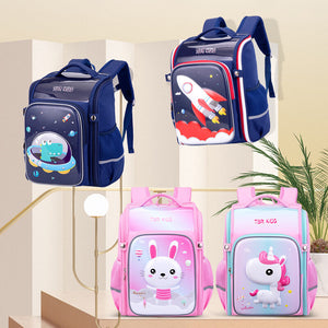 New children's school bag cartoon elementary school students Korean version of the backpack large capacity to reduce the burden on boys and girls lightweight backpack  schoolbag