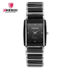 CHENXI Square Couple Watch Women'S Men's Watch Ceramic Watch Fashion Quartz couple Watch CX-104A