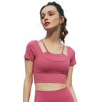 Sports yoga vest Simple Natural Quick-Drying Running Fitness Skin-Friendly Yoga top short T-shirt Women DST484