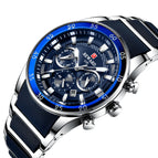 Reward Men's watch sports multi-functional three eyes calendar luminous waterproof steel quartz watch