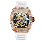 ONOLA ON3829D watch for men Fashion full diamond automatic mechanical watch men's silicone strap waterproof watch