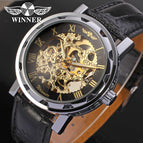 Winner Men's Fashion Roman Numerals Hollow Retro Belt manual mechanical men causal Watch SLZ37