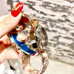 DIMINI Star Watch Korean Ladies Rhinestone Fashion Copper Case Steel strap Watch Quartz Girls Watch 5292