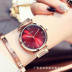 GUOU women's watch purple large dial European and American fan fashion simple quartz watch Roman graduated steel band watch women