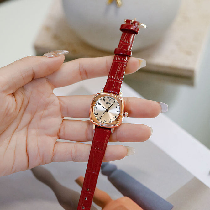2022 new watch women's niche design student retro small square watch ladies belt watch simple 21020