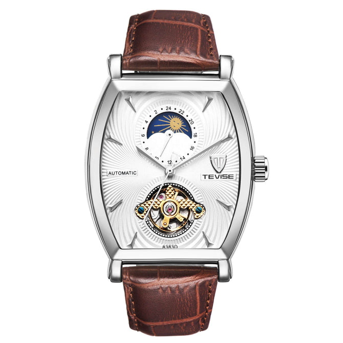 TEVISE men's watch Wine barrel square tourbillon fashion mechanical men's watch 8383d