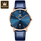 OLEVS Watch men simple thin calendar waterproof quartz men sports causal watch 5869 leather