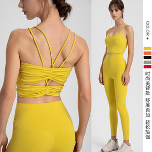 New women yoga suits sports vest yoga clothes bra high waist hip lifting running fitness pants suit WXM263+CKM219