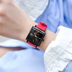 [Large Stock] GUOU 8096 Genuine Leather Square Personality Fashion All-match Simple Style Quartz Watch Waterproof Ladies Watch