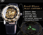Winner Watch Men's Fashion Casual Classic Popular Rhinestone Hollow Manual Mechanical men Watch SLZg48
