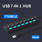 4/7 Ports USB Hub USB 3.0 2.0 Hub Extensions High Speed Splitter Adapter Socket Powered with ON/OFF Switch For Laptop Computer