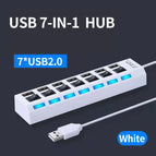 4/7 Ports USB Hub USB 3.0 2.0 Hub Extensions High Speed Splitter Adapter Socket Powered with ON/OFF Switch For Laptop Computer
