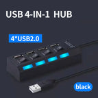 4/7 Ports USB Hub USB 3.0 2.0 Hub Extensions High Speed Splitter Adapter Socket Powered with ON/OFF Switch For Laptop Computer