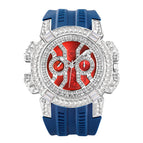MISSFOX watch men's high-end fashion domineering personality full diamond large dial tape quartz watch V318