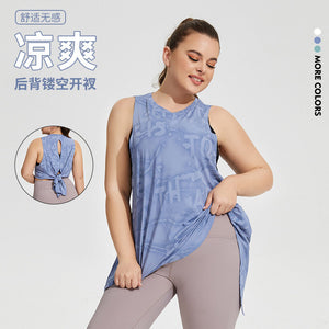 Plus Size Yoga Vest Women Hollow Breathable Quick-Drying Sports Sleeveless T-shirt Loose Fitness Running Top YY198