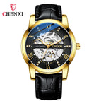 Chenxi Men's Skeleton Automatic Mechanical Watch leather Fashion Business Waterproof Watch CX-8802