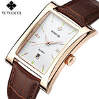 2019 New Luxury Brand WWOOR Men's Watches Quartz Watch Male Wristwatch leather Strap Waterproof Clocks 8017