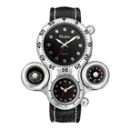 Oulm Ouli Men's Watch Compass multifunctional sports Watch leahter Casual Quartz Watch 1149