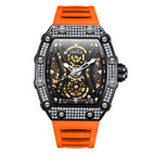 ONOLA diamond-studded live fashion sports automatic mechanical watch men's silicone strap waterproof ON3828D