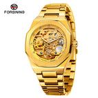 Forsining European and American Style Men's Fashion Casual Hollow Mechanical Flywheel Automatic Mechanical men Watch SLZe221
