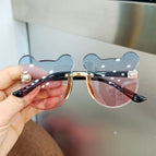 Cute Cartoon Bear Sun Glasses for Children Fashion Kids Sunglasses Girls Rimless Transparent Anti-glare Glasses Trendy Boys