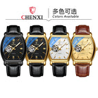 CHENXI High-end mechanical watch men's automatic fashion square hollow watch men's waterproof mechanical casual men watch CX-8815A
