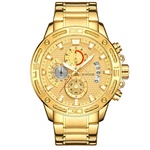 WWOOR 8879 Men's Steel Quartz Watch Rope Six-Pin Multi-Functional Watrproof Watch Code Watch 8879