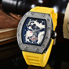 New Barrel-Shaped men watch Hollow Dragon-Shaped Richard Waterproof Super Luminous Quartz Watch 9928