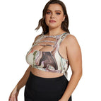 New Large Size Sports Bra Printed Hollow-out Fitness Yoga Sports plus size women Bra Wireless sports yoga Bra SB308