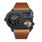 Oulm watch for men genuine large dial quartz watch leather sports casual men's watch gold men's watch HP5026