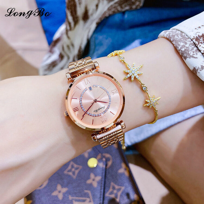 Longbo female watch fashion star live hot elegant quartz watch waterproof office lady watch 83365