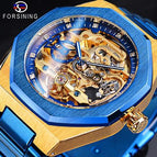Forsining European and American Style Men's Fashion Casual Hollow Mechanical Flywheel Automatic Mechanical men Watch SLZe221