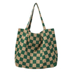 Korean leisure literature canvas bag ins simple printing contrast handbag net red fashion lattice shoulder bag female sr2132