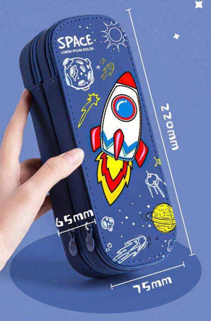 Space astronaut double pencil case boys handsome pencil bag School stationery box Children pen case cute pen box school supplies