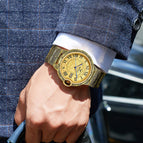 ONOLA ON3813 classic fashion retro men's large plate gold watch steel strap watch men's