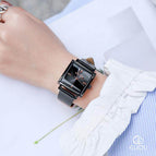 GUOU Women's Watch Leather Square Personality Fashion Fashion Versatile Simple Wind Quartz Watch Waterproof Women's Watches 8096