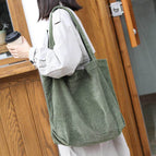 Korean fashion large capacity shopping bag leisure literature Canvas Handbag simple retro corduroy single shoulder women's bag sr111-3